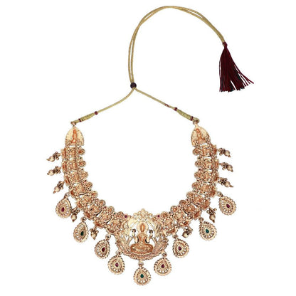 Auraa Trends 22KT Gold Plated Kundan Traditional Brown Necklace Set For Women