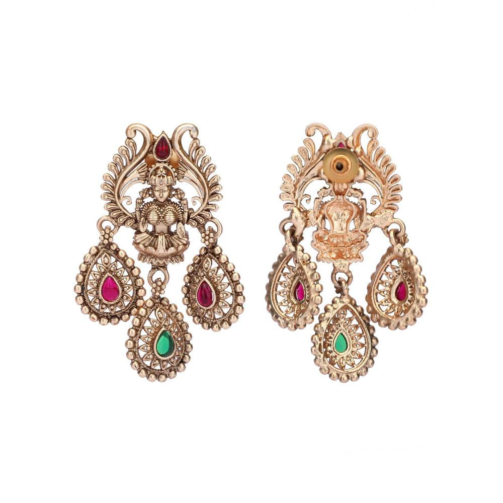 Auraa Trends 22KT Gold Plated Kundan Traditional Brown Necklace Set For Women