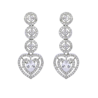 Auraa Trends Rhodium Plated American Diamond Zircon Silver Necklace Set For Women