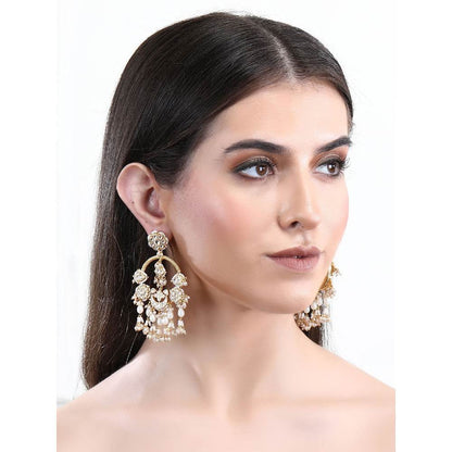 Auraa Trends 22Kt Gold Plated Kundan Classic Gold Earring Set for Women and Girls