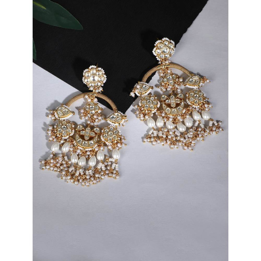 Auraa Trends 22Kt Gold Plated Kundan Classic Gold Earring Set for Women and Girls