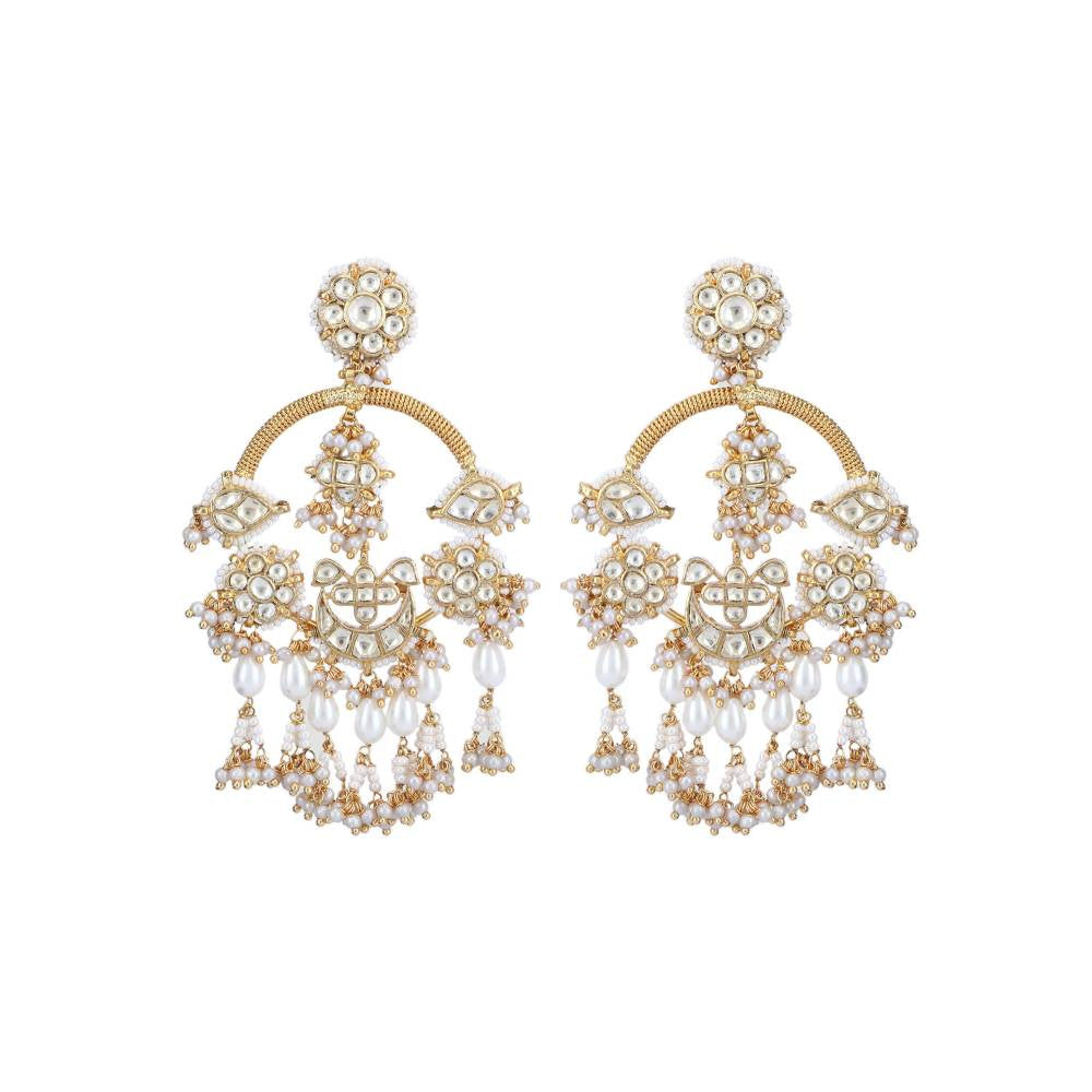 Auraa Trends 22Kt Gold Plated Kundan Classic Gold Earring Set for Women and Girls