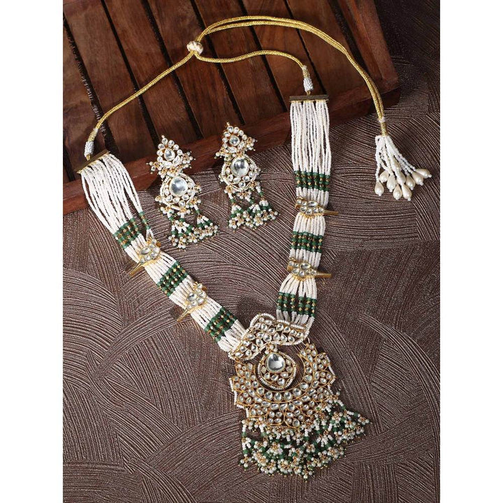 Auraa Trends 22Kt Gold Plated Kundan Classic Green Necklace Set for Women and Girls