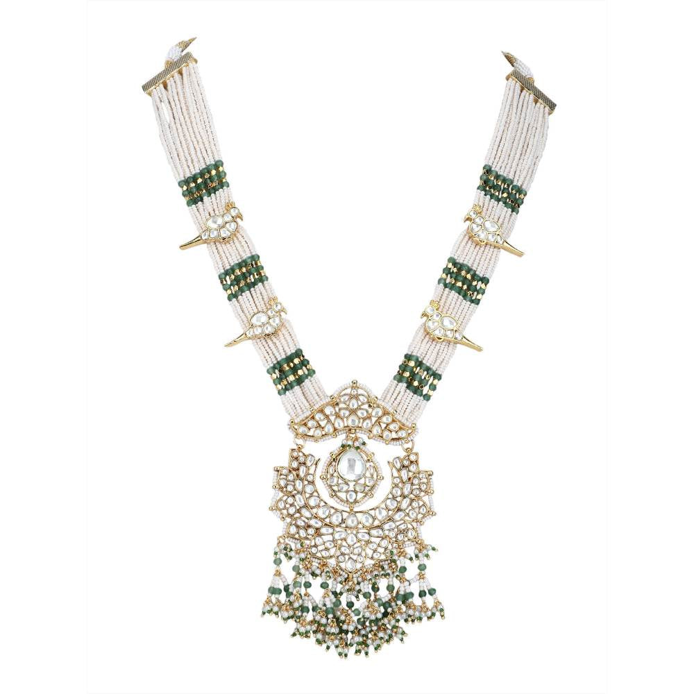 Auraa Trends 22Kt Gold Plated Kundan Classic Green Necklace Set for Women and Girls