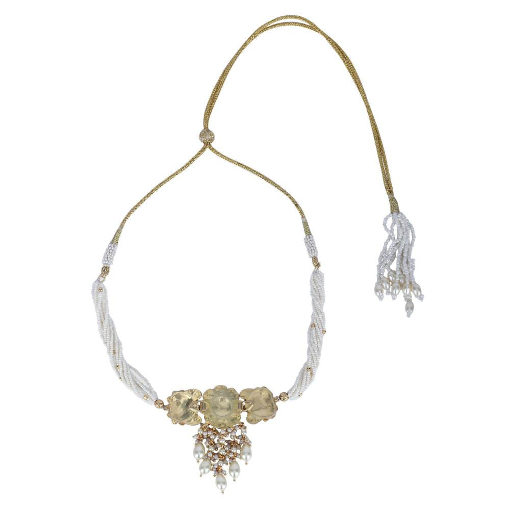 Auraa Trends 22Kt Gold Plated Kundan Classic Green Choker Necklace Set for Women and Girls