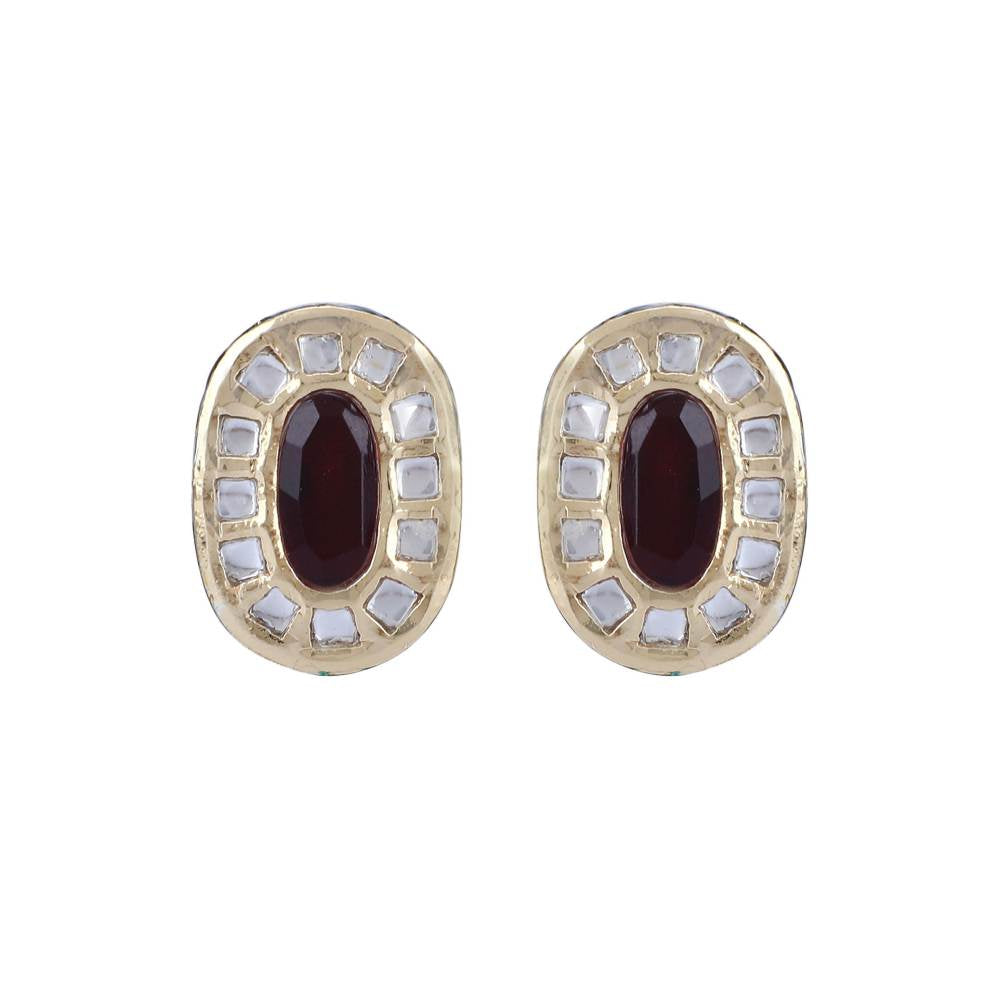 Auraa Trends 22Kt Gold Plated Kundan Navratna Necklace Set for Women and Girls