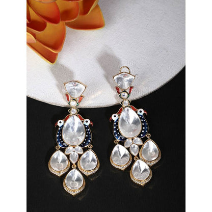 Auraa Trends 22Kt Gold Plated Kundan Blue Earring Set for Women and Girls