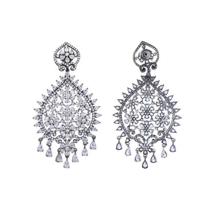 Auraa Trends Rhodium Plated American Diamond Zircon White Earrings for Women