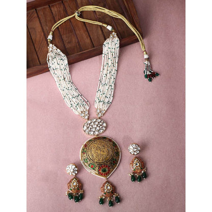 Auraa Trends 22KT Gold Plated Kundan Multi-Color Necklace Set for Women