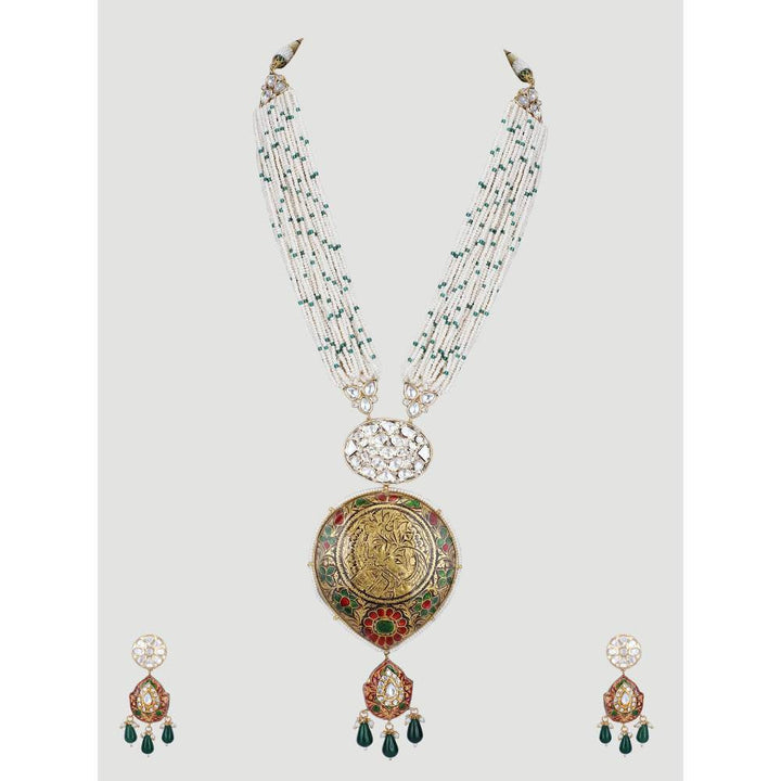 Auraa Trends 22KT Gold Plated Kundan Multi-Color Necklace Set for Women