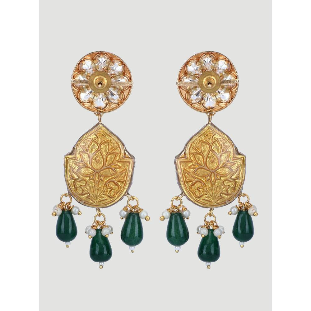 Auraa Trends 22KT Gold Plated Kundan Multi-Color Necklace Set for Women