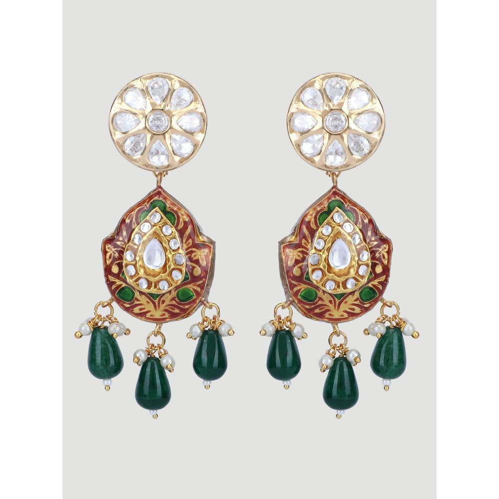 Auraa Trends 22KT Gold Plated Kundan Multi-Color Necklace Set for Women