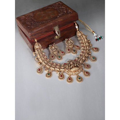 Auraa Trends 22KT Gold Plated Kundan Multi-Color Necklace Set for Women