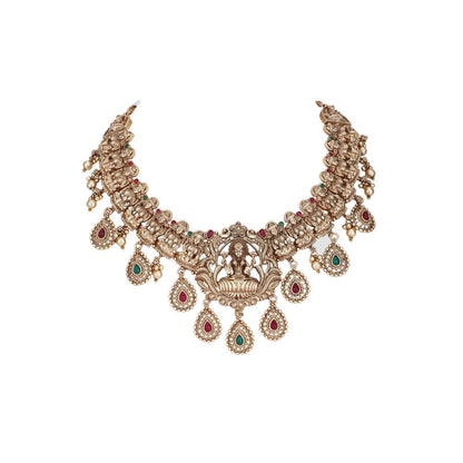 Auraa Trends 22KT Gold Plated Kundan Multi-Color Necklace Set for Women