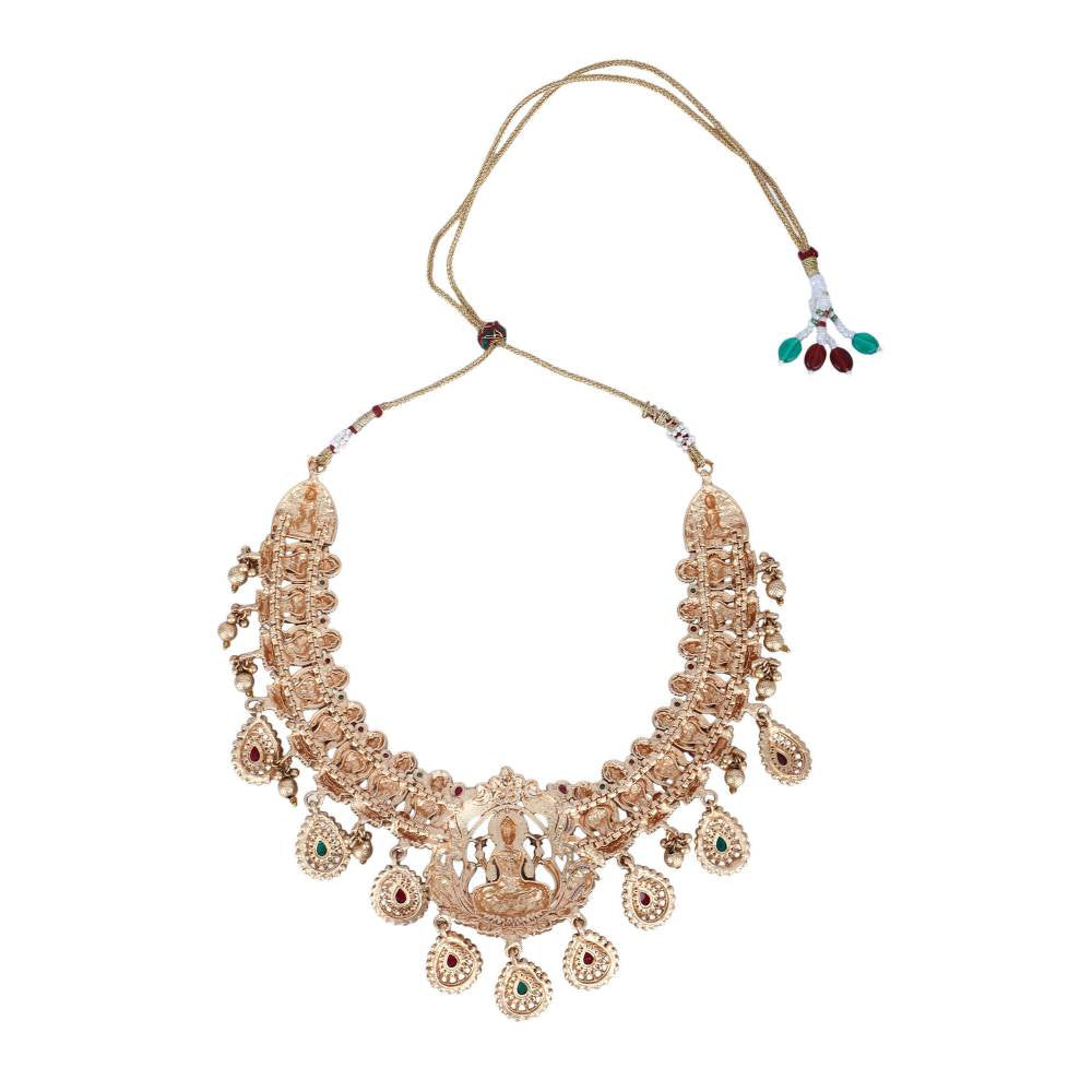 Auraa Trends 22KT Gold Plated Kundan Multi-Color Necklace Set for Women