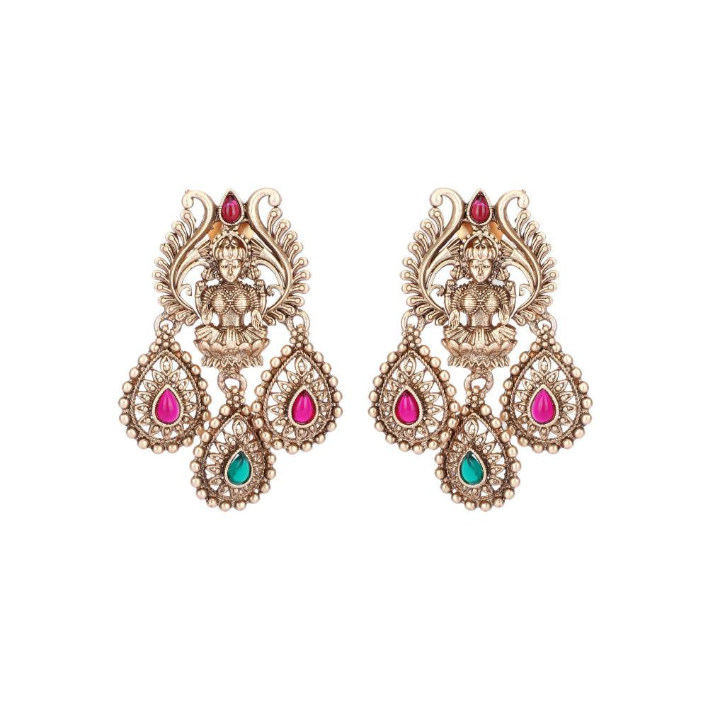 Auraa Trends 22KT Gold Plated Kundan Multi-Color Necklace Set for Women