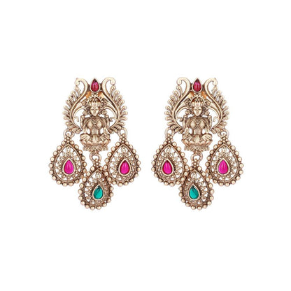 Auraa Trends 22KT Gold Plated Kundan Multi-Color Necklace Set for Women