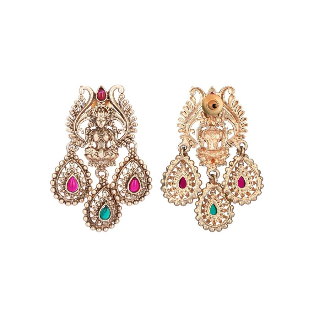 Auraa Trends 22KT Gold Plated Kundan Multi-Color Necklace Set for Women