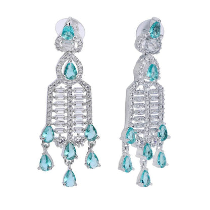 Auraa Trends Rhodium Plated American Diamond Zircon Red Necklace Set for women and Girls