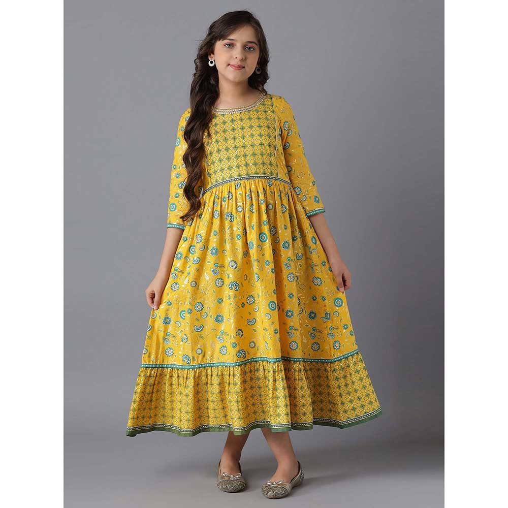 Aurelia Yellow Cotton Girls Dress