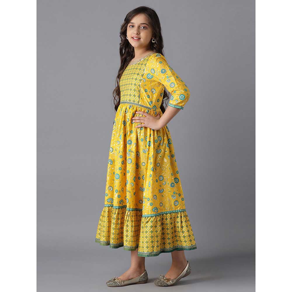 Aurelia Yellow Cotton Girls Dress