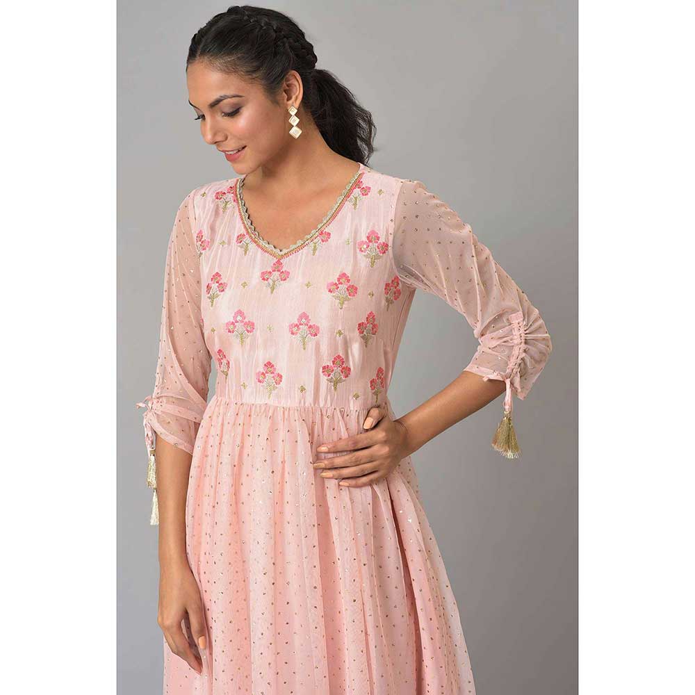 Aurelia Pink A-Line Glitter Print Dress