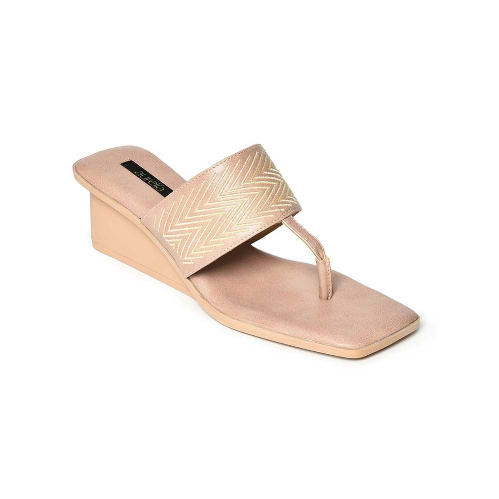 Aurelia Embroidered Pink Square Toe Wedges