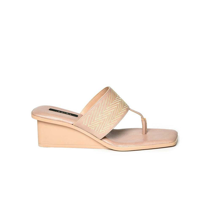 Aurelia Embroidered Pink Square Toe Wedges