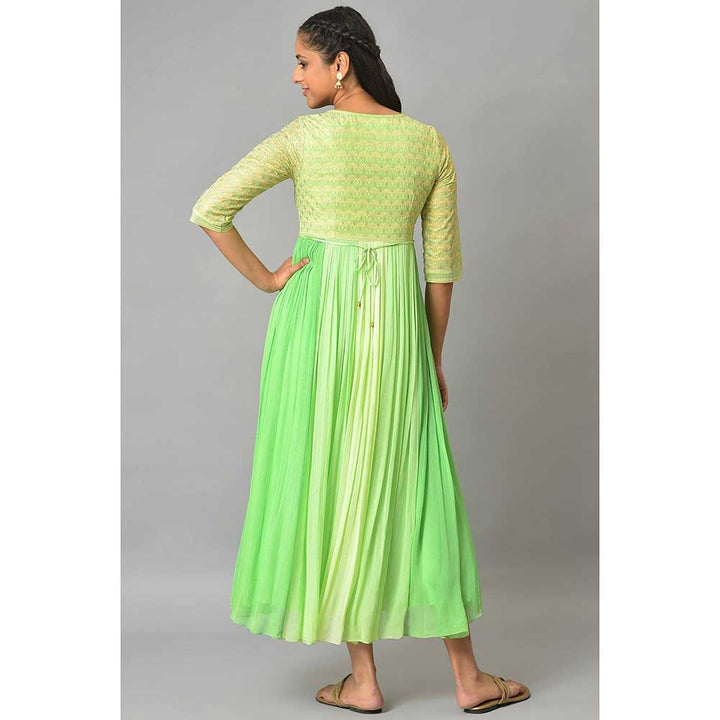 Aurelia Green Flared Printed Modern Ethnic Dress