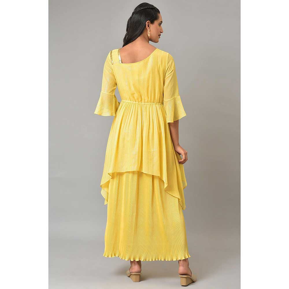 Aurelia Yellow Flared Modern Ethnic Dress