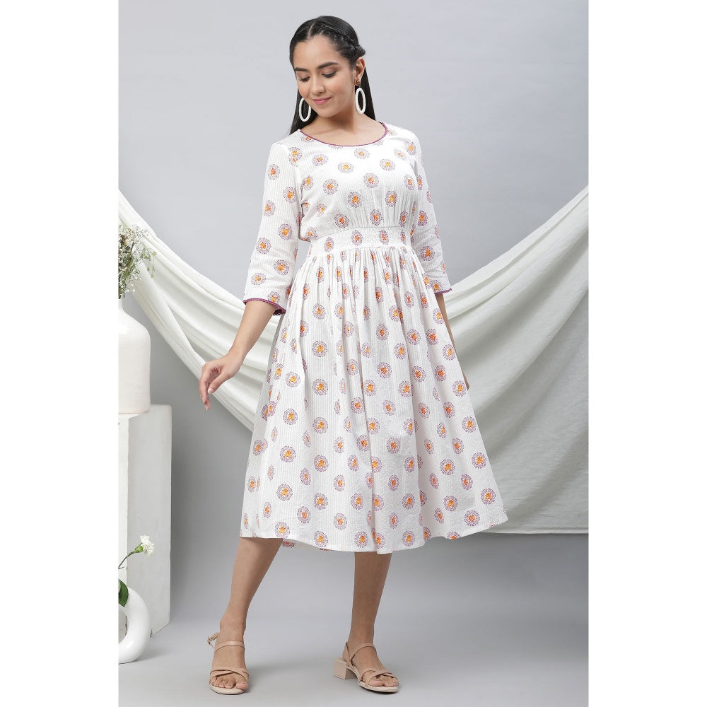 Aurelia White Floral Printed Short Dress