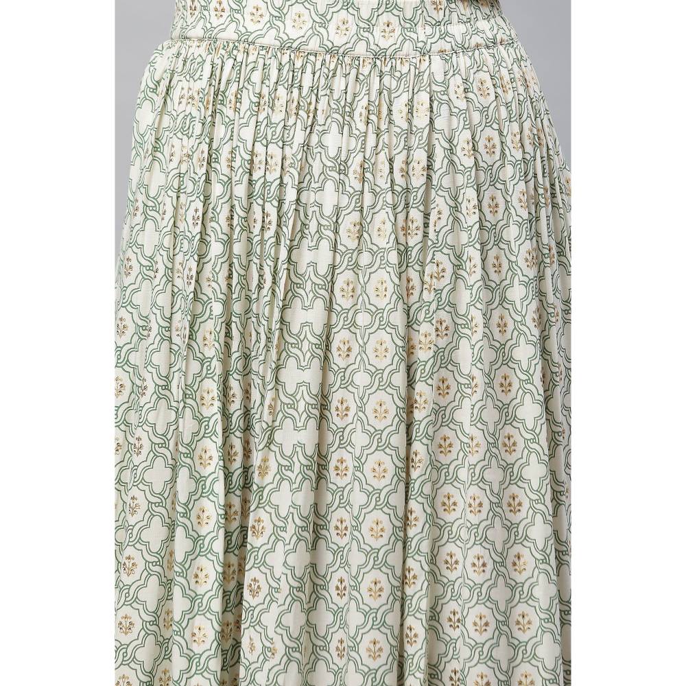 Aurelia Off-White Printed Flared Skirt