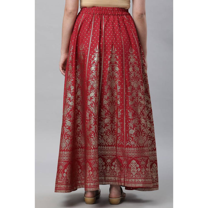 Aurelia Red Printed Flared Skirt
