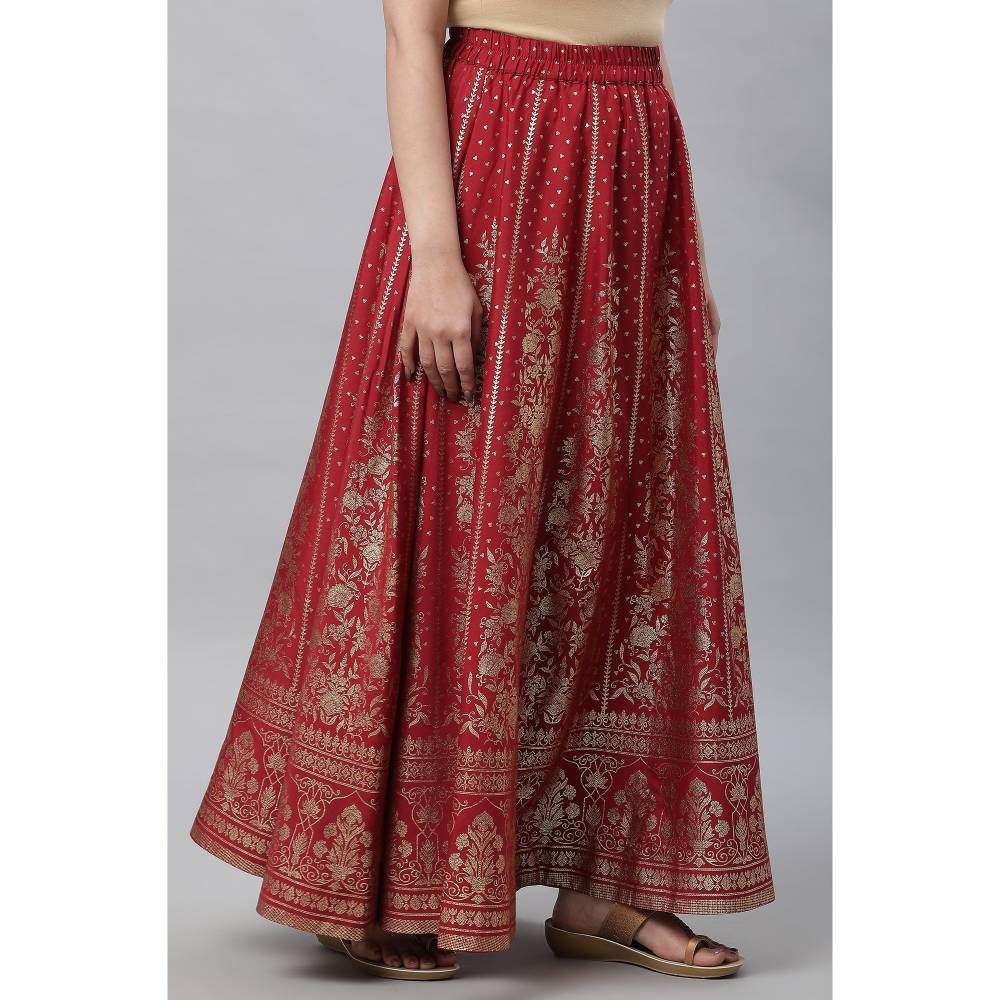 Aurelia Red Printed Flared Skirt