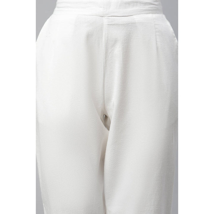 Aurelia White Cotton Flax Pin-Tuck Pant