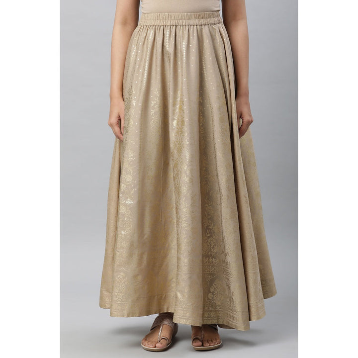 Aurelia Gold Printed Flared Skirt