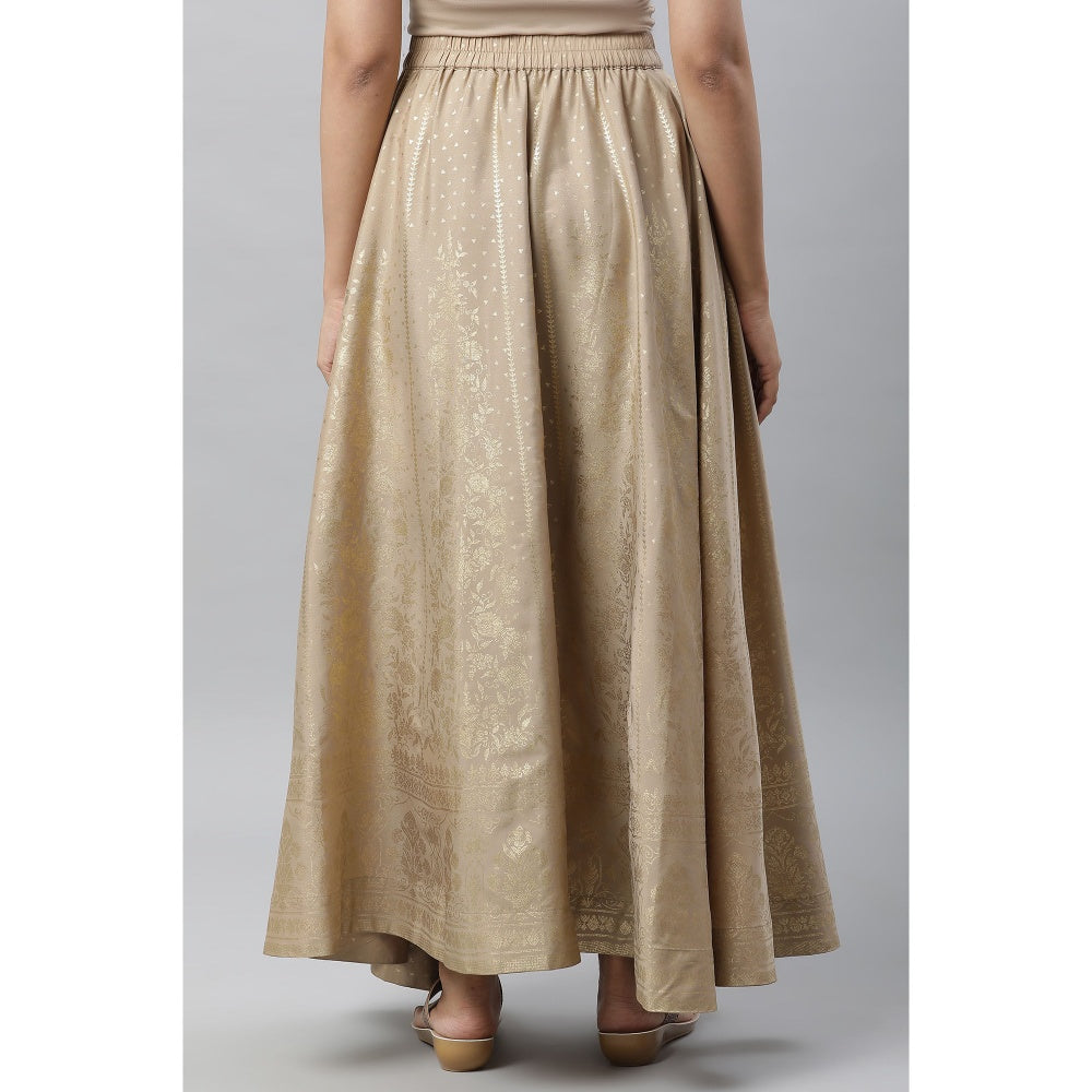 Aurelia Gold Printed Flared Skirt