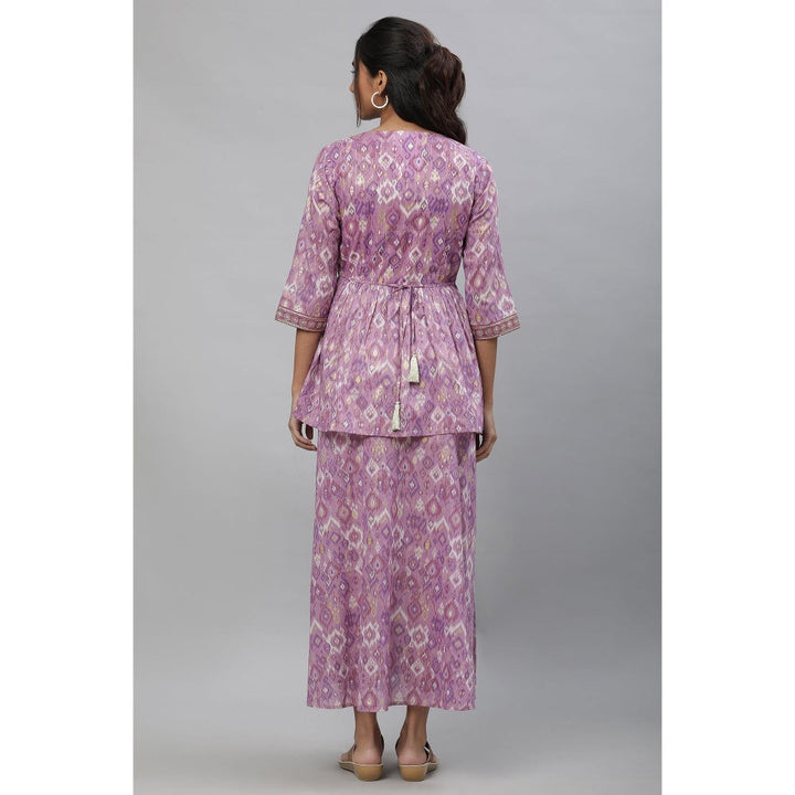 Aurelia Purple Ika Printed Embroidered Dress