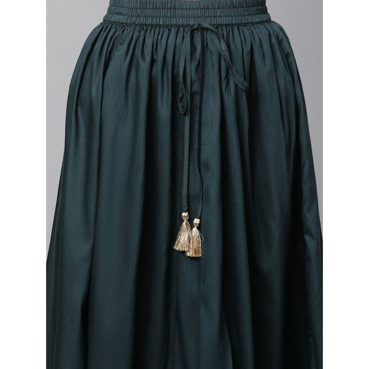 Aurelia Green Embroidered Short Kurti Skirt and Dupatta (Set of 3)