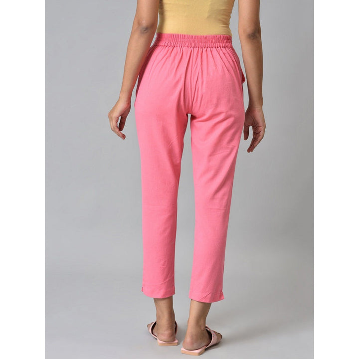 Aurelia Pink Cotton Flax Women Trouser