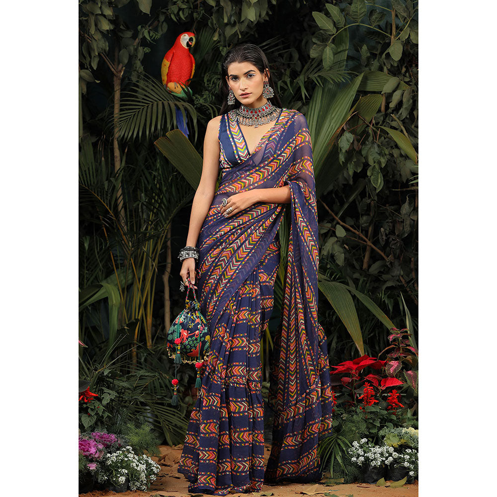 Baise Gaba Jhilmil Saree with Unstitched Blouse