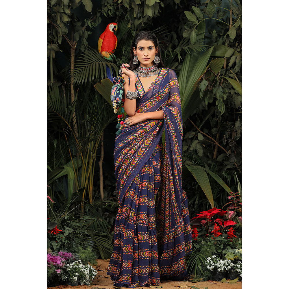 Baise Gaba Jhilmil Saree with Unstitched Blouse