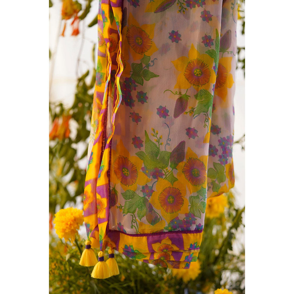 Baise Gaba Aagaaz Dupatta Floral Lavender