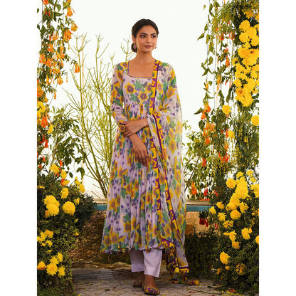 Baise Gaba Nazakat Anarkali Floral Lavender (Set of 3)