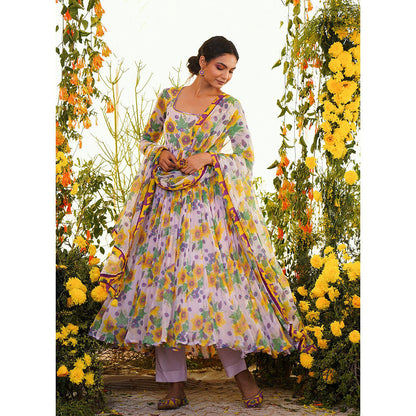 Baise Gaba Nazakat Anarkali Floral Lavender (Set of 3)