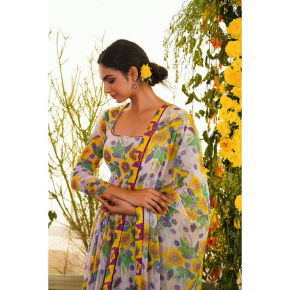 Baise Gaba Nazakat Anarkali Floral Lavender (Set of 3)