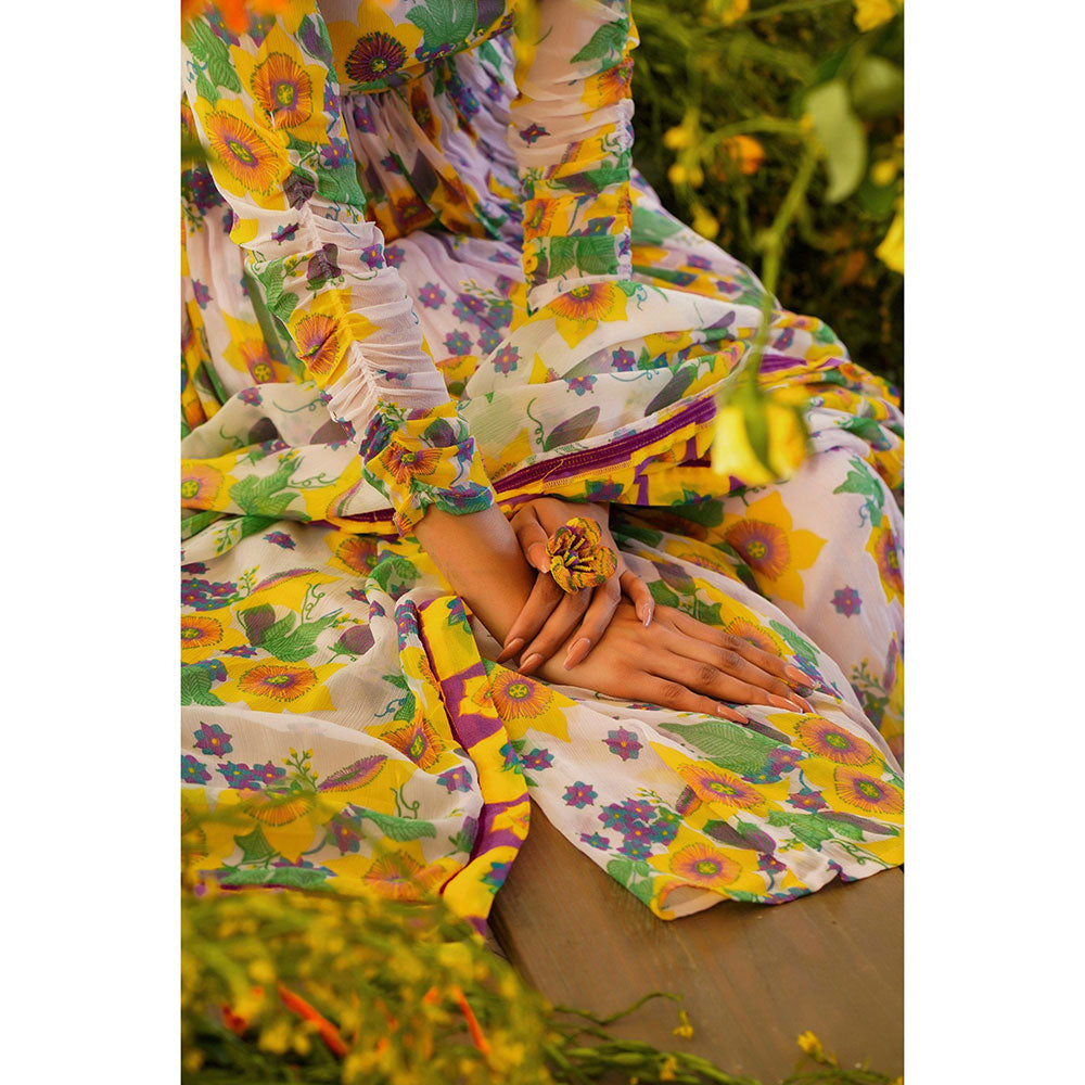Baise Gaba Nazakat Anarkali Floral Lavender (Set of 3)