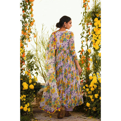 Baise Gaba Nazakat Anarkali Floral Lavender (Set of 3)