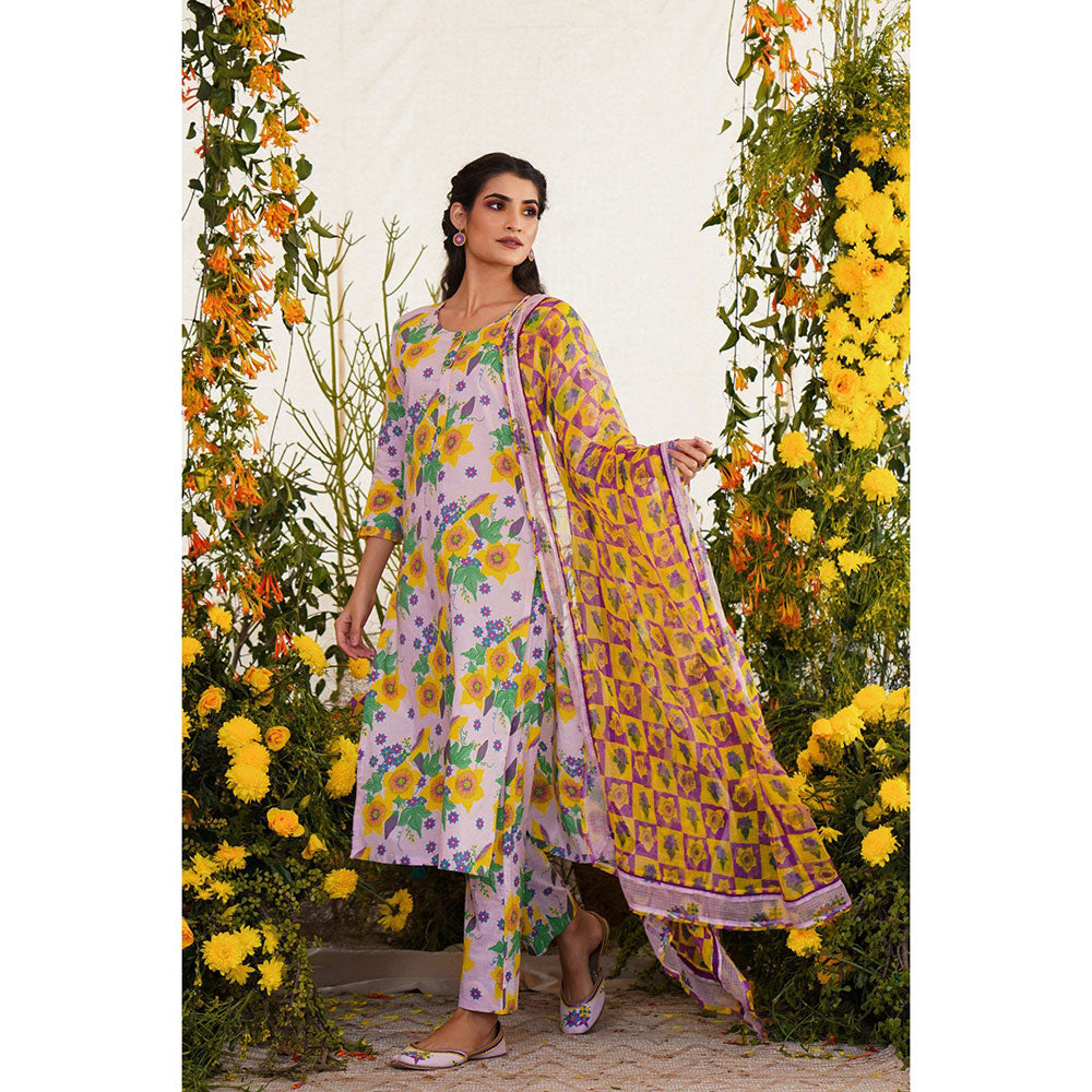 Baise Gaba Farda Kurta Floral Lavender (Set of 2)