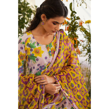Baise Gaba Farda Kurta Floral Lavender (Set of 2)